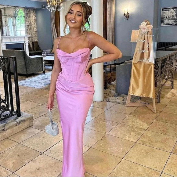 HOUSE OF CB 'Charmaine' Pink Corset Maxi Dress NWOT size M - Picture 1 of 15